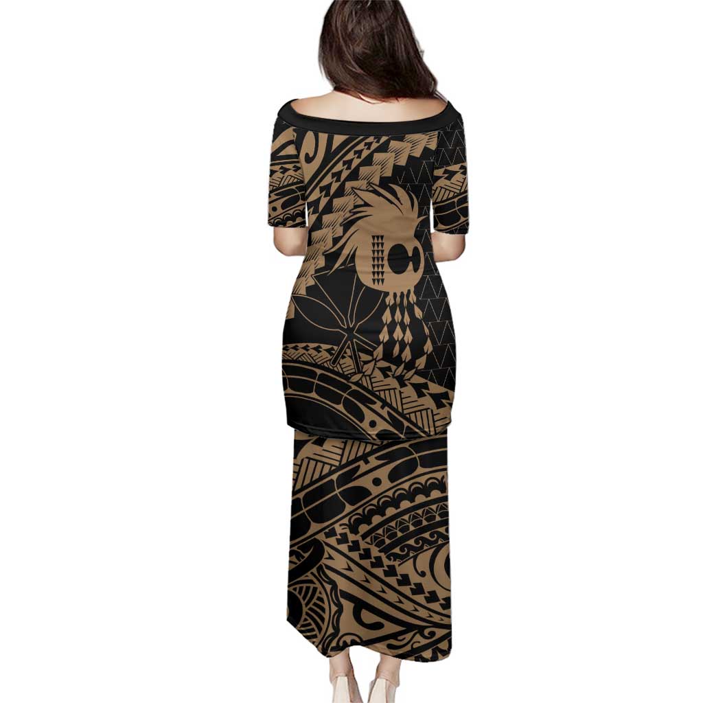 Ikaika Hawaiian Mythic Koa Tribal Warrior Family Matching Puletasi and Hawaiian Shirt