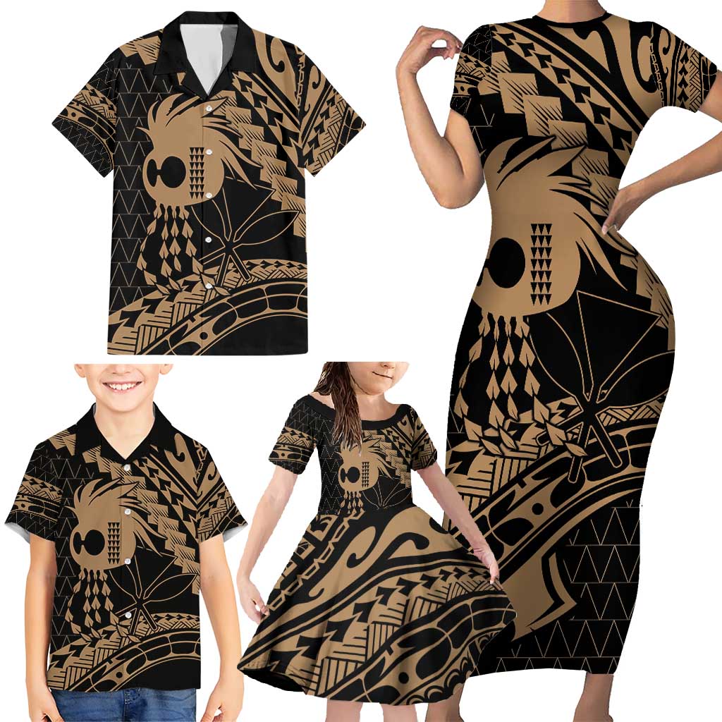 Ikaika Hawaiian Mythic Koa Tribal Warrior Family Matching Short Sleeve Bodycon Dress and Hawaiian Shirt LT9 - Polynesian Pride