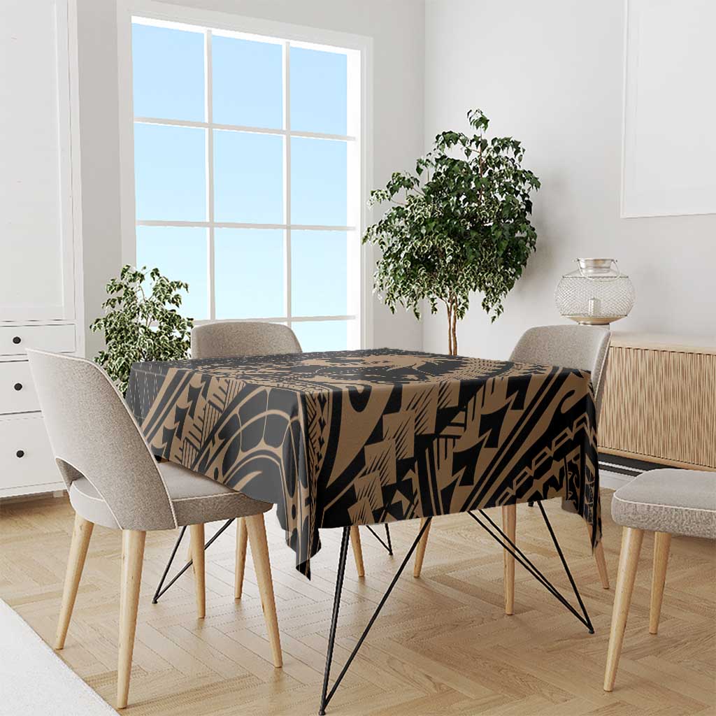 Ikaika Hawaiian Mythic Koa Tribal Warrior Tablecloth