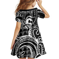 Koa Ikaika Warrior Helmet with Shark Family Matching Off Shoulder Maxi Dress and Hawaiian Shirt Black Kakau Style LT9 - Polynesian Pride