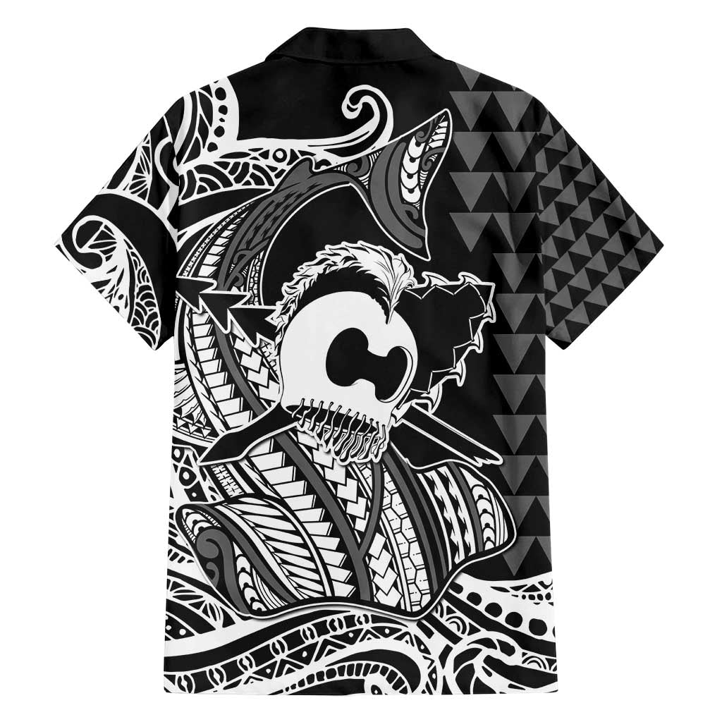 Koa Ikaika Warrior Helmet with Shark Family Matching Summer Maxi Dress and Hawaiian Shirt Black Kakau Style LT9 - Polynesian Pride