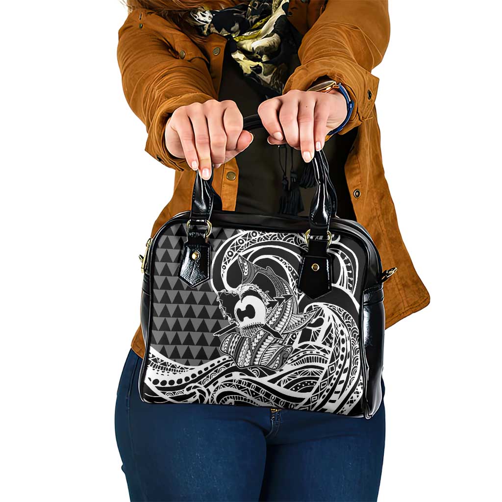 Koa Ikaika Warrior Helmet with Shark Shoulder Handbag Black Kakau Style LT9 One Size Black - Polynesian Pride