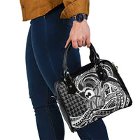 Koa Ikaika Warrior Helmet with Shark Shoulder Handbag Black Kakau Style