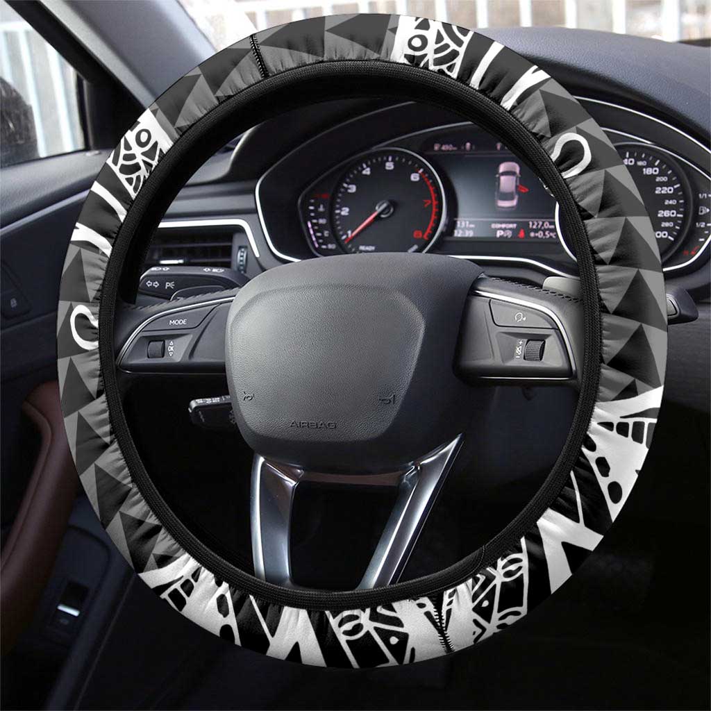 Koa Ikaika Warrior Helmet with Shark Steering Wheel Cover Black Kakau Style