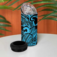 Koa Ikaika Warrior Helmet with Shark 4 in 1 Can Cooler Tumbler Blue Kakau Style LT9 - Polynesian Pride