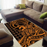 Koa Ikaika Warrior Helmet with Shark Area Rug Gold Kakau Style