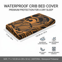 Koa Ikaika Warrior Helmet with Shark Baby Bed Cover Gold Kakau Style LT9 - Polynesian Pride
