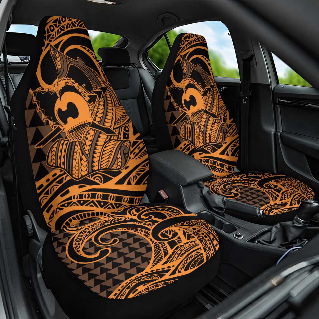 Koa Ikaika Warrior Helmet with Shark Car Seat Cover Gold Kakau Style LT9 One Size Gold - Polynesian Pride