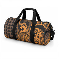 Koa Ikaika Warrior Helmet with Shark Duffle Bag Gold Kakau Style LT9 - Polynesian Pride