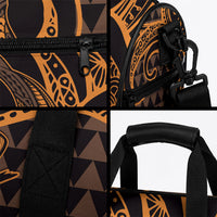 Koa Ikaika Warrior Helmet with Shark Duffle Bag Gold Kakau Style LT9 - Polynesian Pride