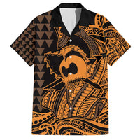 Koa Ikaika Warrior Helmet with Shark Family Matching Puletasi and Hawaiian Shirt Gold Kakau Style