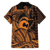 Koa Ikaika Warrior Helmet with Shark Family Matching Tank Maxi Dress and Hawaiian Shirt Gold Kakau Style LT9 - Polynesian Pride