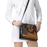 Koa Ikaika Warrior Helmet with Shark Shoulder Handbag Gold Kakau Style