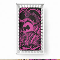 Koa Ikaika Warrior Helmet with Shark Baby Bed Cover Pink Kakau Style LT9 28 × 52 in Pink - Polynesian Pride
