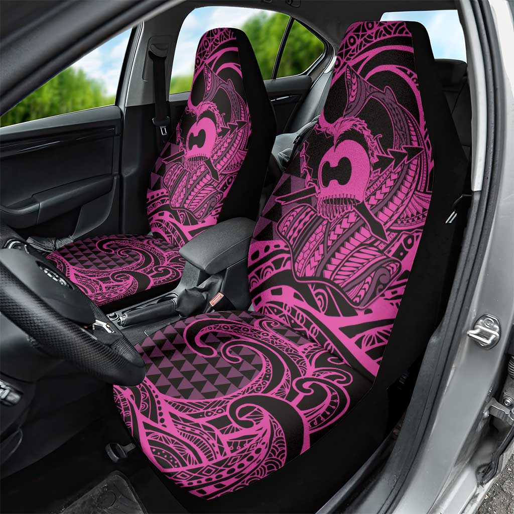 Koa Ikaika Warrior Helmet with Shark Car Seat Cover Pink Kakau Style LT9 - Polynesian Pride