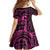 Koa Ikaika Warrior Helmet with Shark Family Matching Off The Shoulder Long Sleeve Dress and Hawaiian Shirt Pink Kakau Style