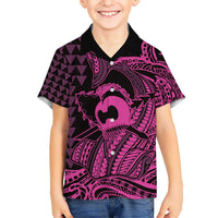 Koa Ikaika Warrior Helmet with Shark Hawaiian Shirt Pink Kakau Style LT9 - Polynesian Pride