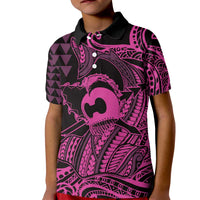 Koa Ikaika Warrior Helmet with Shark Kid Polo Shirt Pink Kakau Style