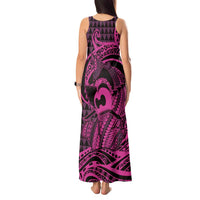 Koa Ikaika Warrior Helmet with Shark Tank Maxi Dress Pink Kakau Style LT9 - Polynesian Pride