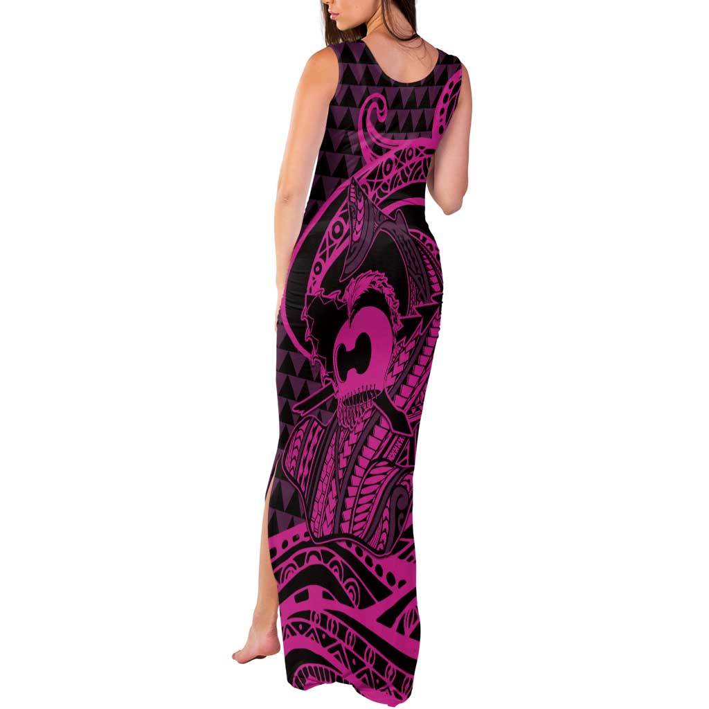 Koa Ikaika Warrior Helmet with Shark Tank Maxi Dress Pink Kakau Style LT9 - Polynesian Pride