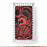 Koa Ikaika Warrior Helmet with Shark Baby Bed Cover Red Kakau Style LT9 28 × 52 in Red - Polynesian Pride