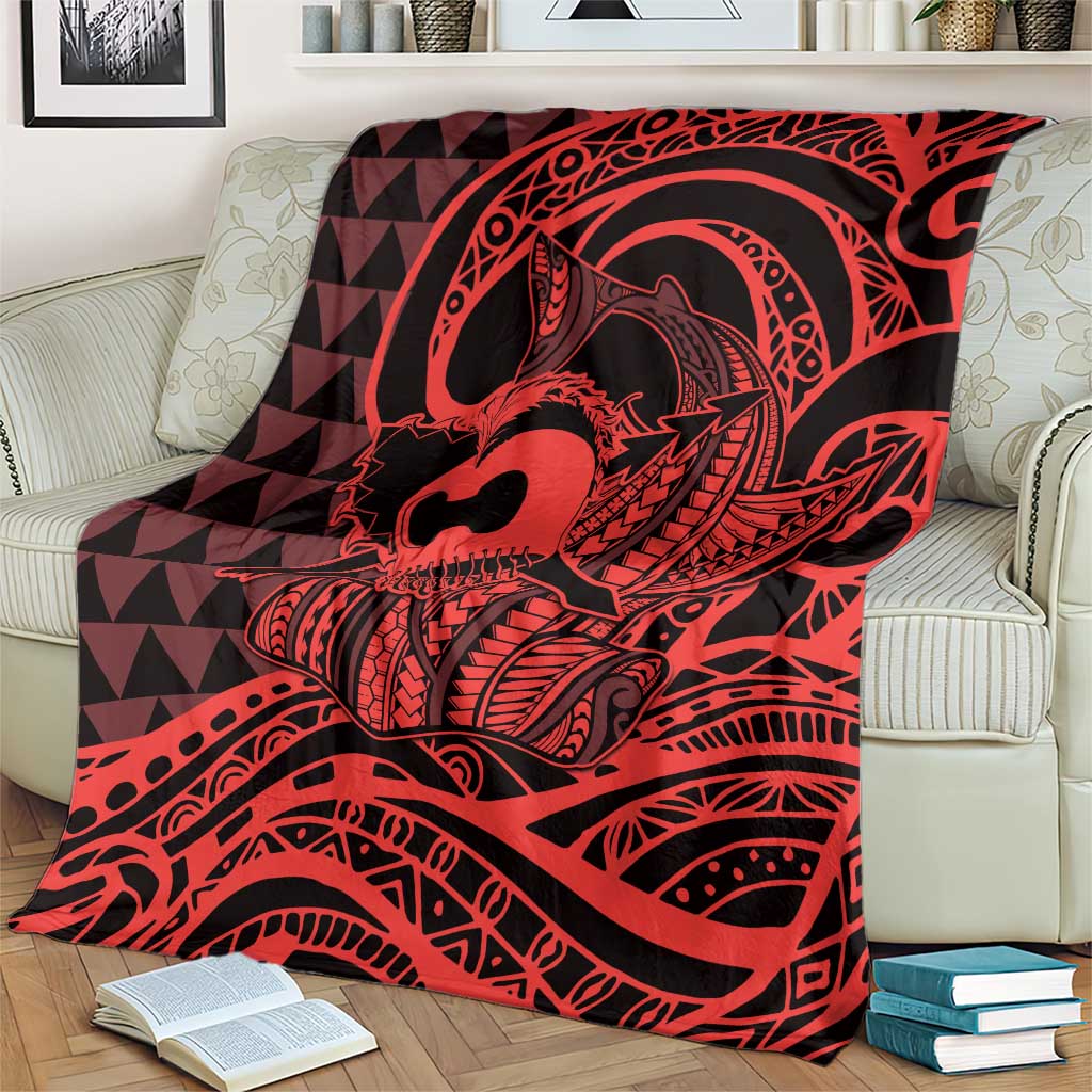Koa Ikaika Warrior Helmet with Shark Blanket Red Kakau Style