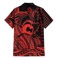 Koa Ikaika Warrior Helmet with Shark Family Matching Mermaid Dress and Hawaiian Shirt Red Kakau Style LT9 - Polynesian Pride