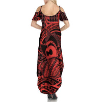 Koa Ikaika Warrior Helmet with Shark Family Matching Summer Maxi Dress and Hawaiian Shirt Red Kakau Style