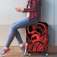 Koa Ikaika Warrior Helmet with Shark Luggage Cover Red Kakau Style LT9 - Polynesian Pride