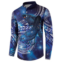North Island Kokako and South Island Kokako Button Sweatshirt New Zealand Native Bird with Galaxy Vibe