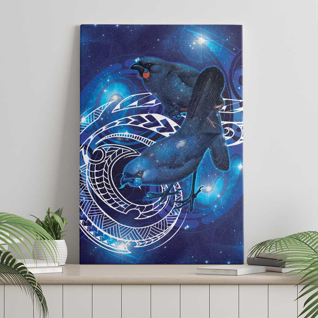 North Island Kokako and South Island Kokako Canvas Wall Art New Zealand Native Bird with Galaxy Vibe LT9 - Polynesian Pride