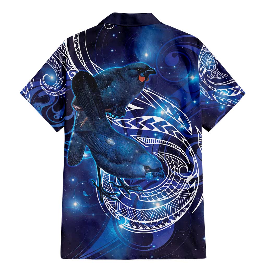 North Island Kokako and South Island Kokako Family Matching Mermaid Dress and Hawaiian Shirt New Zealand Native Bird with Galaxy Vibe LT9 - Polynesian Pride
