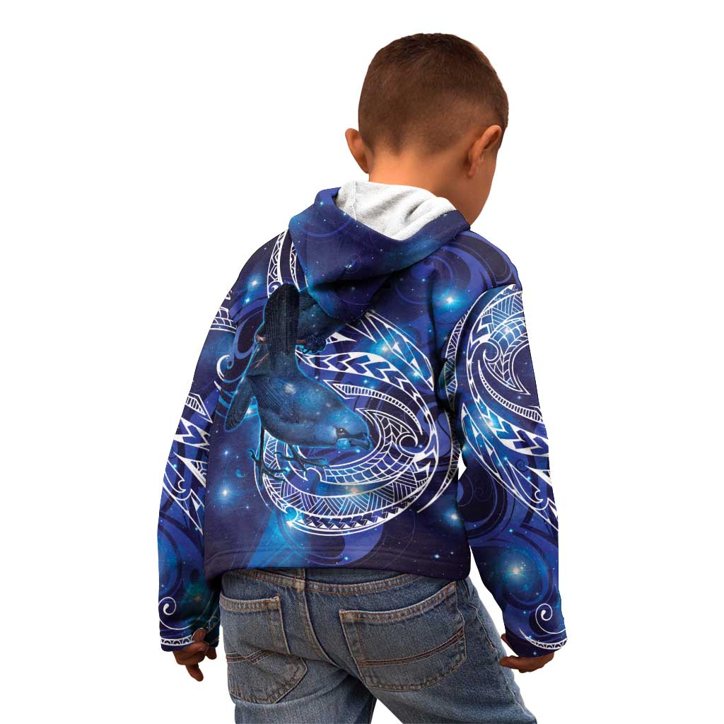 North Island Kokako and South Island Kokako Kid Hoodie New Zealand Native Bird with Galaxy Vibe LT9 - Polynesian Pride