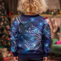 North Island Kokako and South Island Kokako Kid Ugly Christmas Sweater New Zealand Native Bird with Galaxy Vibe LT9 - Polynesian Pride