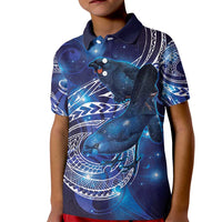 North Island Kokako and South Island Kokako Kid Polo Shirt New Zealand Native Bird with Galaxy Vibe