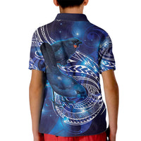 North Island Kokako and South Island Kokako Kid Polo Shirt New Zealand Native Bird with Galaxy Vibe