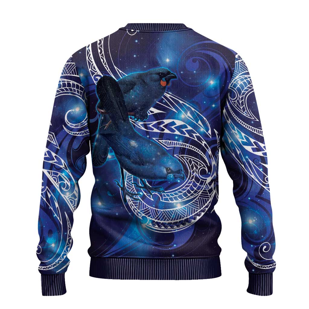 North Island Kokako and South Island Kokako Ugly Christmas Sweater New Zealand Native Bird with Galaxy Vibe LT9 - Polynesian Pride