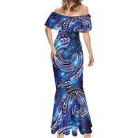 North Island Kokako and South Island Kokako Mermaid Dress New Zealand Native Bird with Galaxy Vibe LT9 - Polynesian Pride