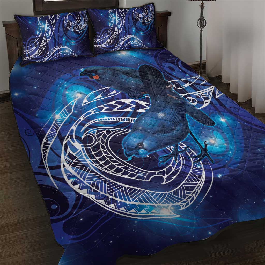 North Island Kokako and South Island Kokako Quilt Bed Set New Zealand Native Bird with Galaxy Vibe LT9 Galaxy - Polynesian Pride