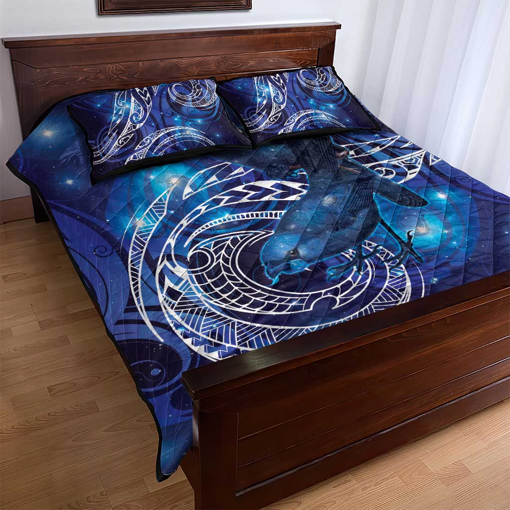 North Island Kokako and South Island Kokako Quilt Bed Set New Zealand Native Bird with Galaxy Vibe LT9 - Polynesian Pride