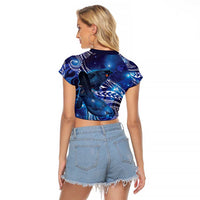 North Island Kokako and South Island Kokako Raglan Cropped T Shirt New Zealand Native Bird with Galaxy Vibe