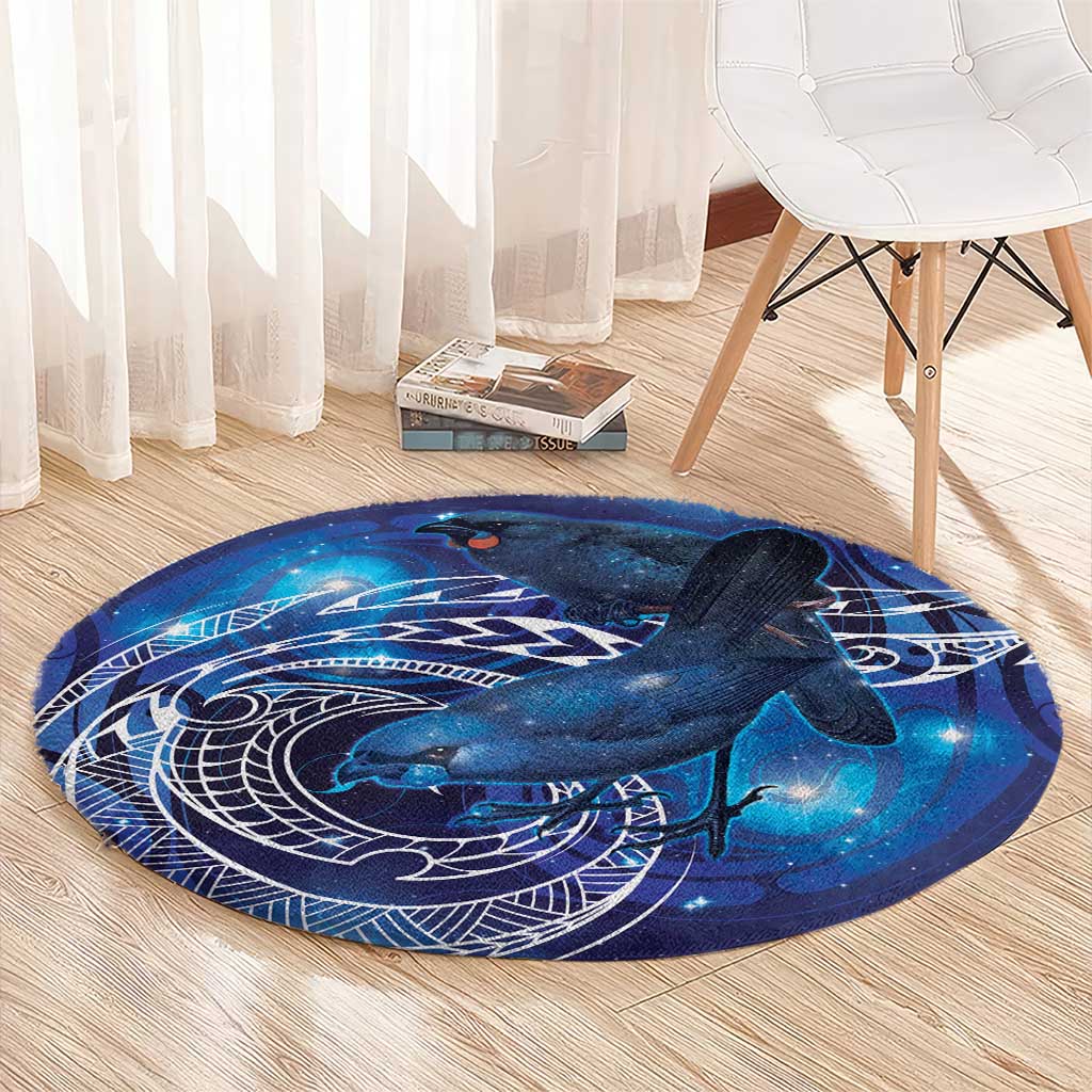 North Island Kokako and South Island Kokako Round Carpet New Zealand Native Bird with Galaxy Vibe LT9 - Polynesian Pride