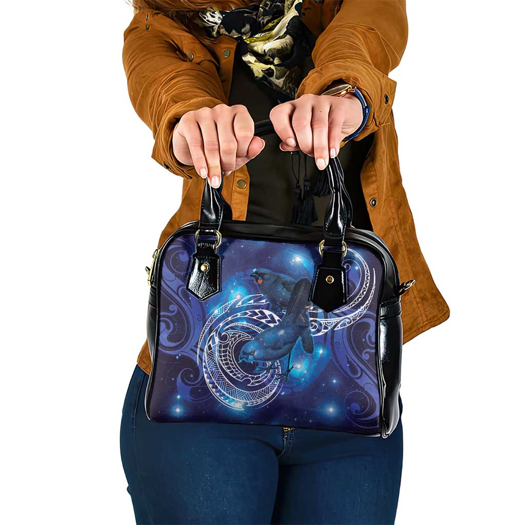 North Island Kokako and South Island Kokako Shoulder Handbag New Zealand Native Bird with Galaxy Vibe LT9 One Size Galaxy - Polynesian Pride
