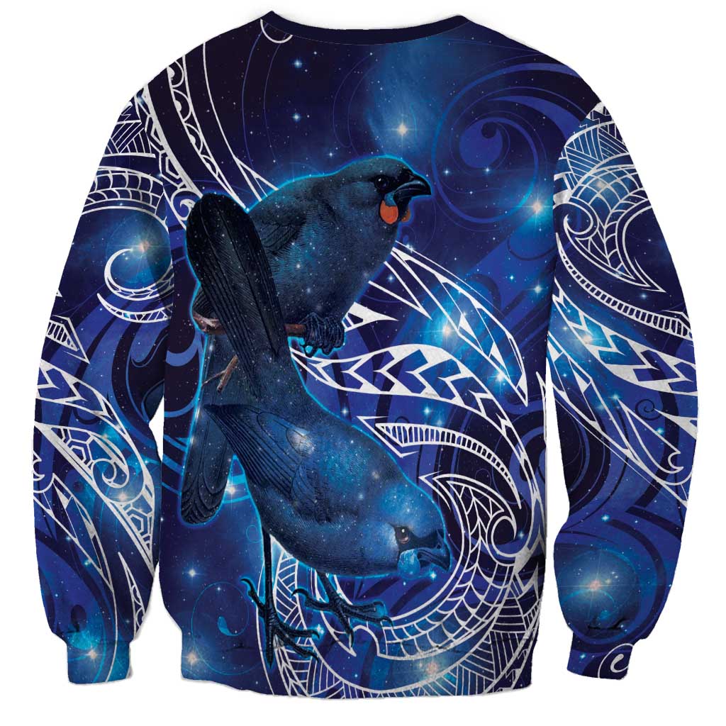 North Island Kokako and South Island Kokako Sweatshirt New Zealand Native Bird with Galaxy Vibe