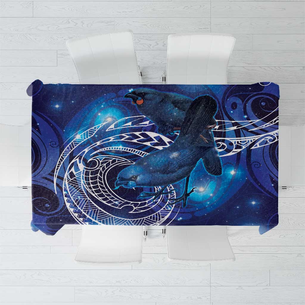 North Island Kokako and South Island Kokako Tablecloth New Zealand Native Bird with Galaxy Vibe LT9 Galaxy - Polynesian Pride