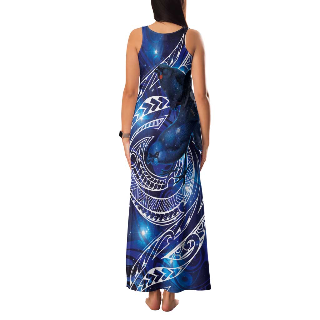North Island Kokako and South Island Kokako Tank Maxi Dress New Zealand Native Bird with Galaxy Vibe LT9 - Polynesian Pride