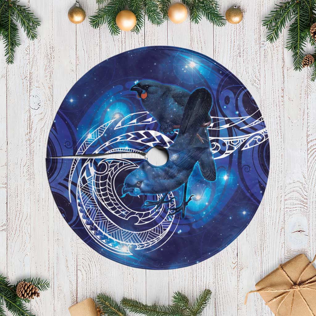 North Island Kokako and South Island Kokako Tree Skirt New Zealand Native Bird with Galaxy Vibe LT9 Casual Galaxy - Polynesian Pride
