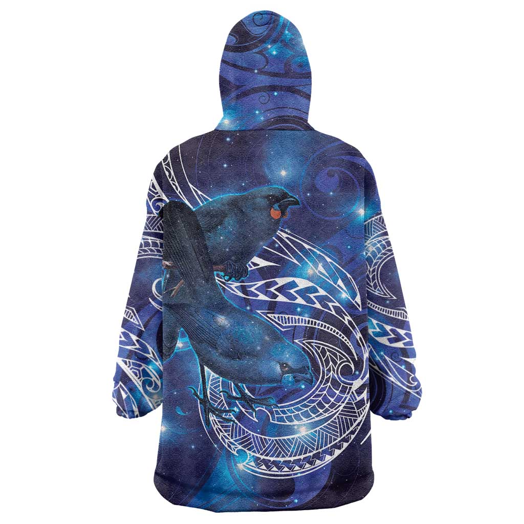 North Island Kokako and South Island Kokako Wearable Blanket Hoodie New Zealand Native Bird with Galaxy Vibe LT9 - Polynesian Pride
