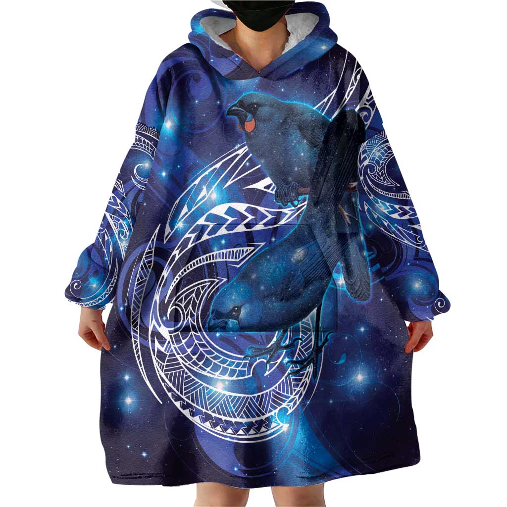 North Island Kokako and South Island Kokako Wearable Blanket Hoodie New Zealand Native Bird with Galaxy Vibe LT9 - Polynesian Pride