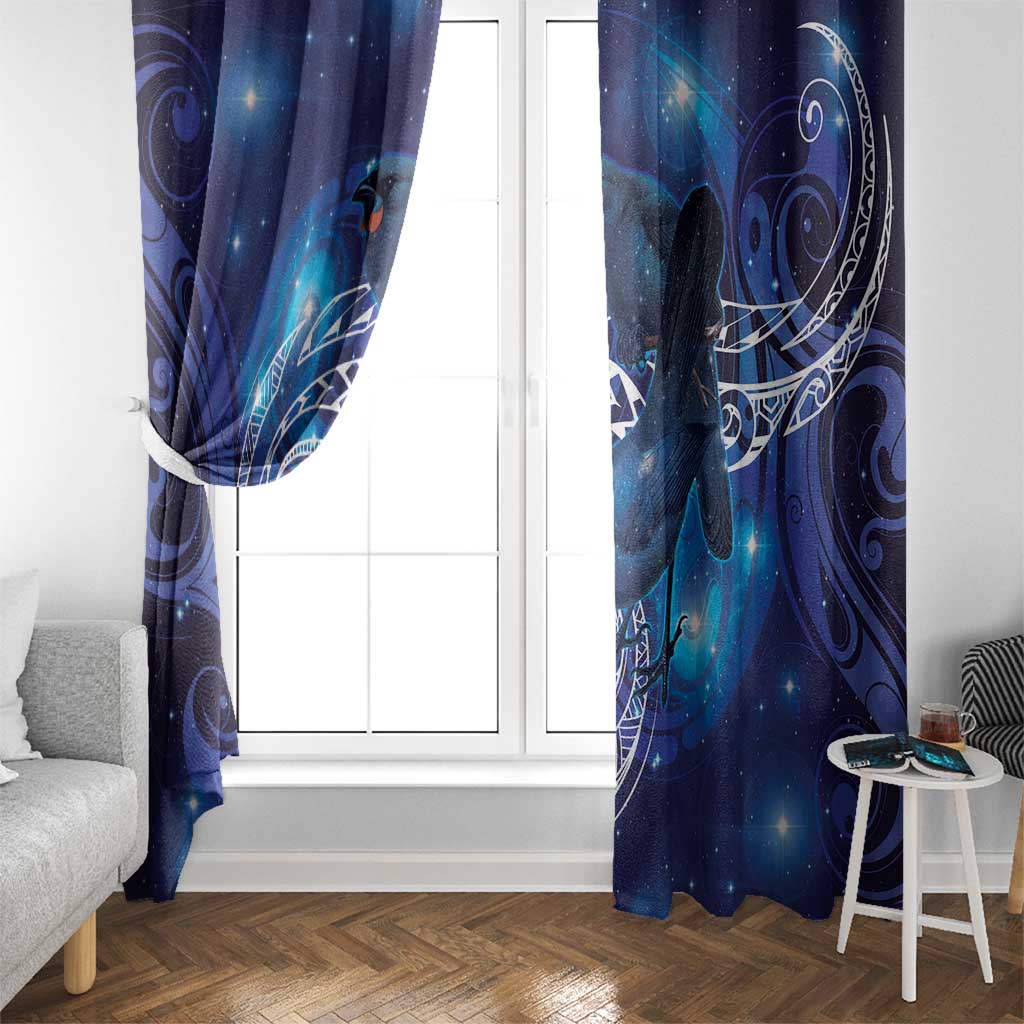 North Island Kokako and South Island Kokako Window Curtain New Zealand Native Bird with Galaxy Vibe LT9 - Polynesian Pride